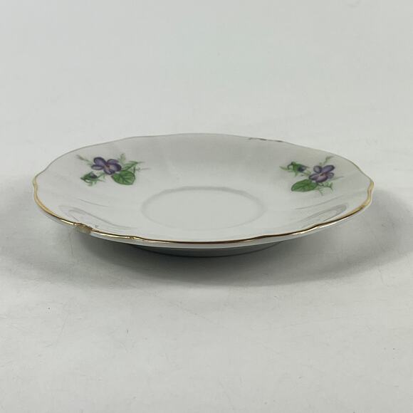 Vtg Inarco Japan Saucer Purple Violets Gold Trim E-5490 Floral Scalloped Edge - Picture 4 of 8